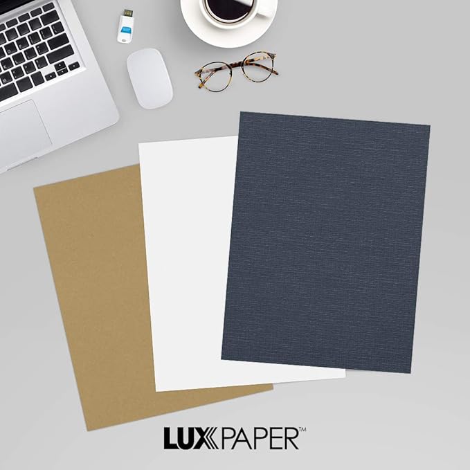 LUXPaper 8.5" x 11" Cardstock | Letter Size | Nautical Blue Linen | 100lb. Cover | 50 Qty