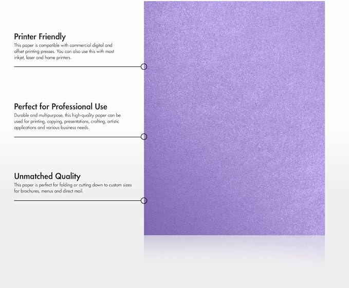 LUXPaper 8.5" x 11" Paper | Letter Size | Amethyst Metallic | 80lb. Text | 50 Qty