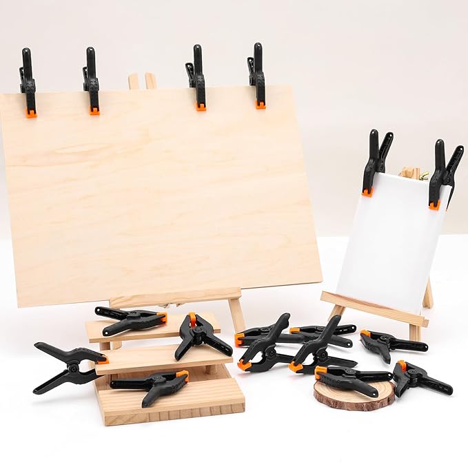 24 Pack 3.5 inch Plastic Spring Clamps, Black Heavy Duty Clips, Backdrop Clips, Plastic Clamps for Crafts, Backdrop Stand, Woodworking, Photography