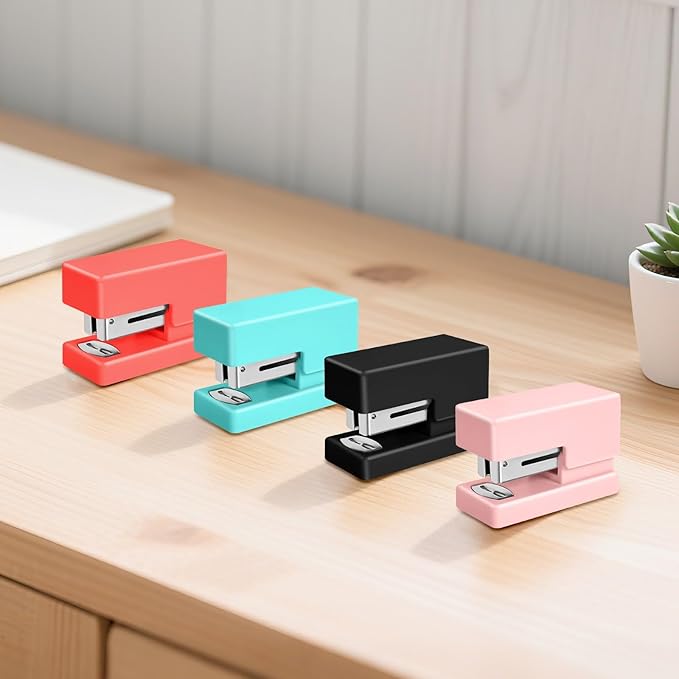 Mini Stapler - Small Cute Desk Staplers - 25 Sheet Capacity with 830 Staples and Staple Remover, Desktop Stapler for Office, School, Home, Black