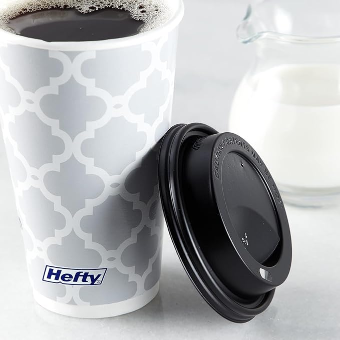 Hefty Paper Disposable Hot Cups with Lids, 16 Ounce, 20 CT (Pack - 8)