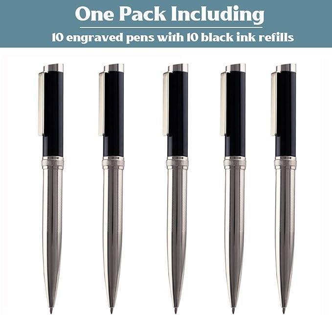 Ancolo Personalized Pens - Advertising Buesiness Gift Office Writing Set- Engraved with Your Message Name Company Team Name, Phone Number Perfect for Business Men 5 Pens/BOX