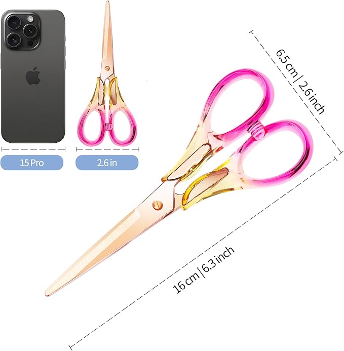 6.3 Inch Precision All - Purpose Craft Scissors, Stainless Steel Blade for Superior Cutting, Purple Acrylic Handle for Comfort, Ideal for Office, Home & School Crafters