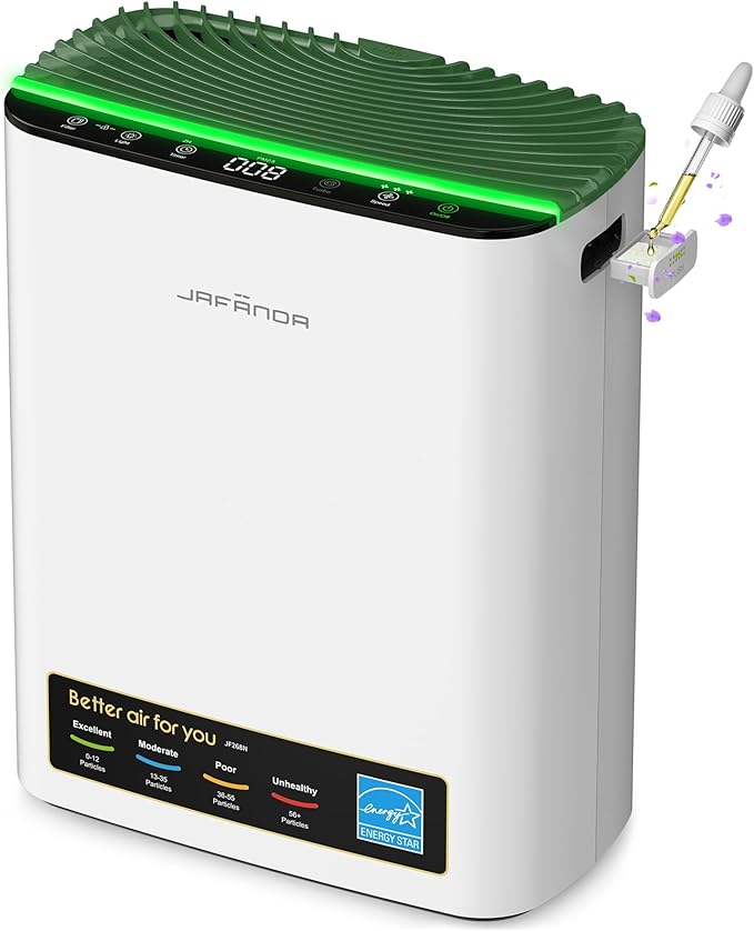 Jafända Air Purifier for Home Large Room Bedroom Up to 1226 Ft², True HEPA Filter with PM2.5 Display & 20dB Sleep Mode, Removes Pet Hair, Odor, Dust, Smoke, Pollen & Allergen