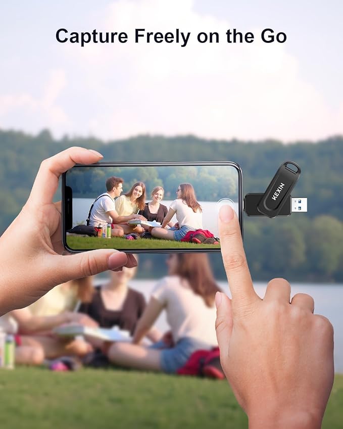 KEXIN Dual 64GB Flash Drive 3 Pack USB-A & Type-C Thumb Drive 3.0 100MB/s Swivel USB Drive 64GB Memory Stick for Smartphone Tablet iPhone 15/16 Car Game Console, Black 64G 3 Pack