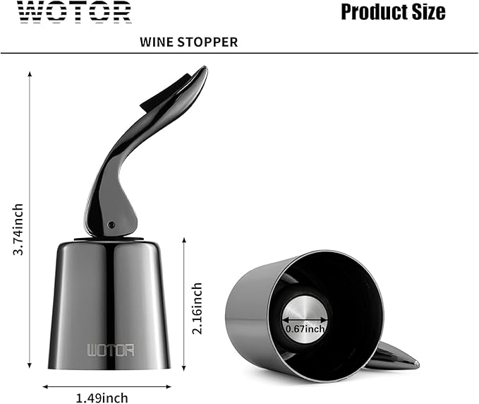 WOTOR Wine Stoppers Stainless Steel Wine Bottle stopper Plug with Silicone Reusable Wine Saver Leak proof Keep Fresh Metalblack 3 Pack