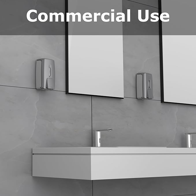 800ml Manual Soap Dispenser Wall Mount with Lock for Bathroom Kitchen 27fl oz Liquid Sanitizer ABS Silver No Drill, 9088