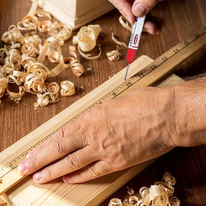 5PCS Long Head Deep Hole Marker Pens, 20mm Deep Reach Markers, Waterproof Construction Markers Marking Tool, Long Nose Marker, Permanent Markers Carpenter Ink Marker Pens, Metal Marking Pen (DH-Red)