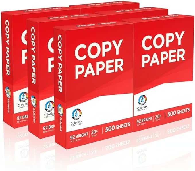 Premium 6 Ream Copy Paper, 3000 Sheets – 8.5 x 11, 20 lb, 92 Bright, White Printer Paper with ColorLok Technology for Vibrant Colors & Sharp Text – Acid-Free for Long-Lasting Documents