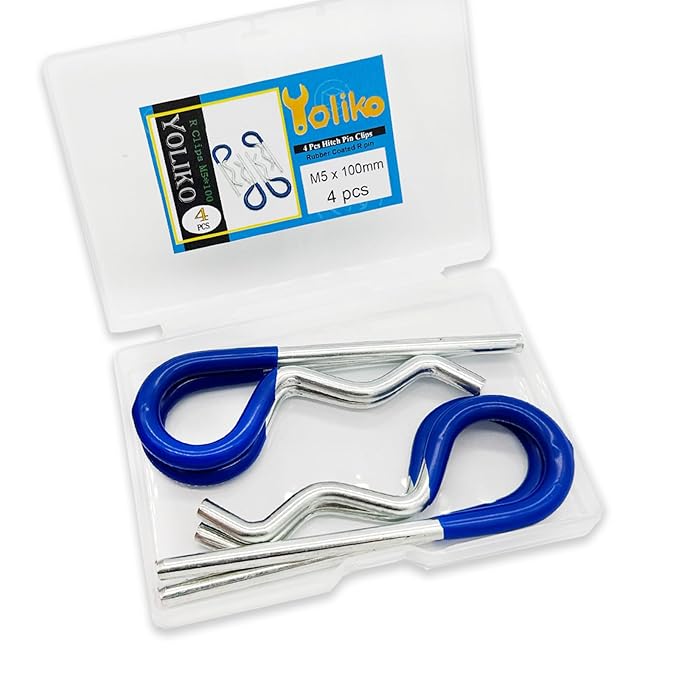 4 Pcs Heavy Duty Hitch Pins Clip R Clips Spring Retaining Wire Hair Pins Cotter Pin Strong Spring Rubber-Coated Grip R Clip for Trailer Tractors Mower Carts Truck Pin Clip M5x100mm