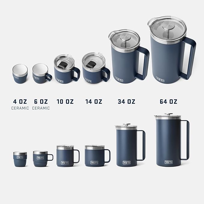 YETI Rambler 14 oz Ceramic Lined Stackable Mug, Vacuum Insulated, Stainless Steel with MagSlider Lid, Rescue Red