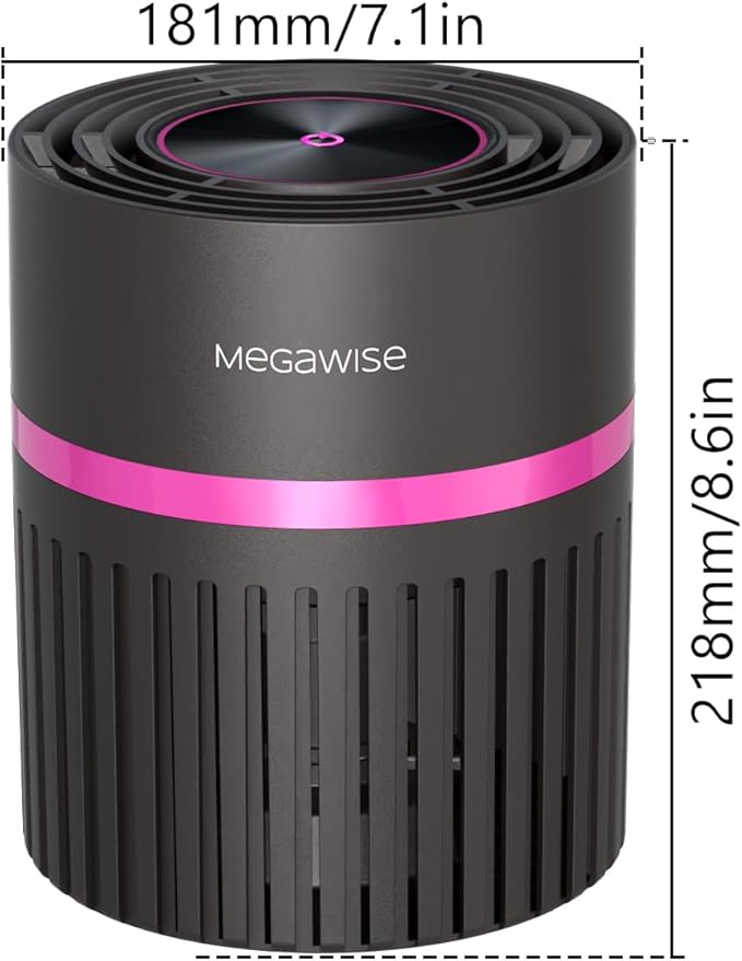 MEGAWISE H13 HEPA Air Purifier for Home, Desktop Air Cleaner with True HEPA Filter, 3-Stage Filtration, Ultra-Quiet, Compact Design for Bedroom, Office, and Small Rooms - EPI810