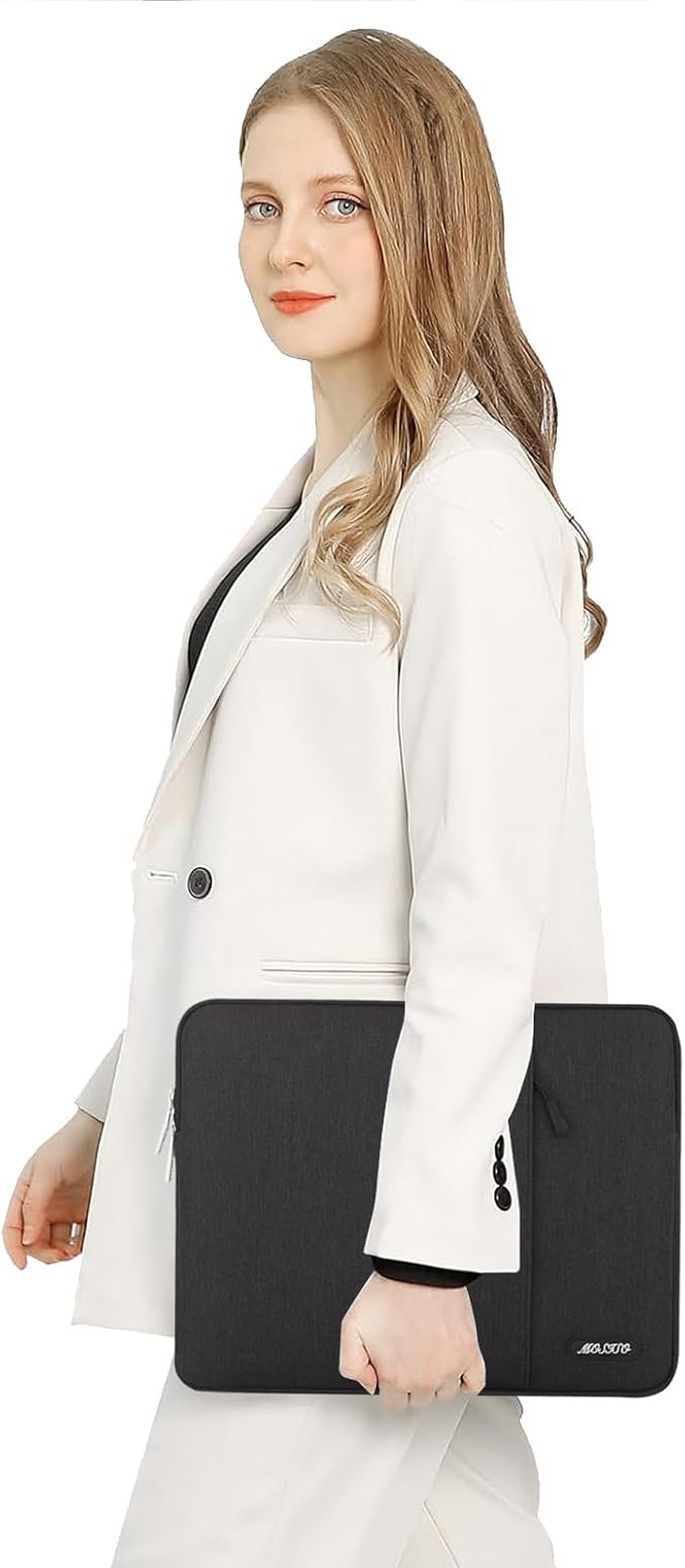 MOSISO Laptop Case 13.3 inch, 13-13.3 inch Laptop Sleeve Compatible with MacBook Air/Pro 13/Pro 14 M5 M4 M3 M2 M1, HP Dell ASUS Lenovo,Polyester Vertical Computer Sleeve Bag with Pocket, Black