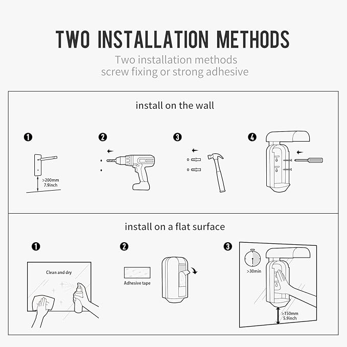 WELKIN Soap Dispenser Wall Mount, 16.9oz/500ml Manual Liquid Soap Dispenser Wall Mounted for Bathroom, Home, Hotel, Office, Commercial or Residential