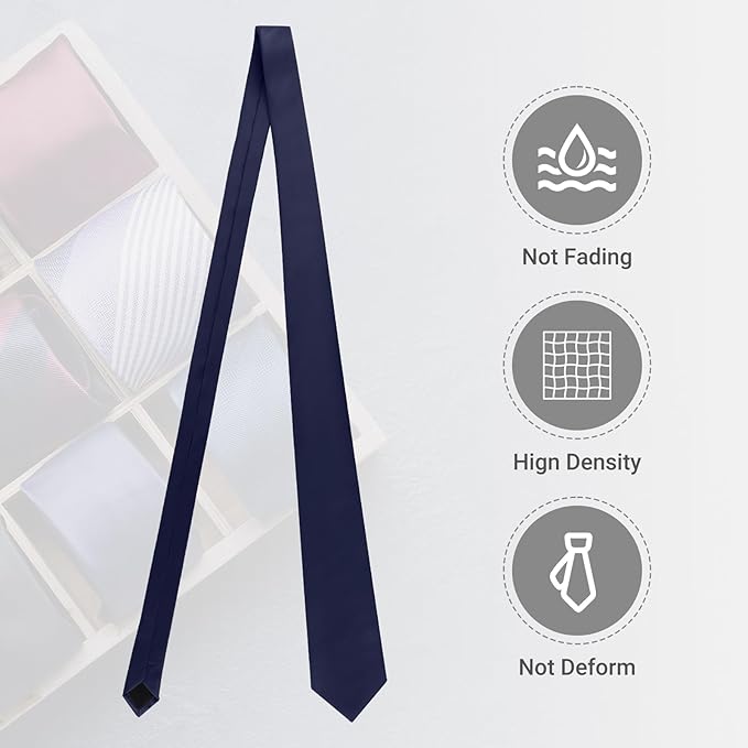 Black Ties For Men Solid Pure Color Formal Neckties 3.15" (8CM) Men's Tie for Business and Wedding with Gift Box