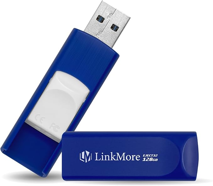 LinkMore EJECT32 128GB USB 3.2 Flash Drive, Read Speed up to 100MB/s, Retractable Design Thumb Drive