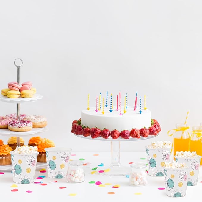 Lamosi 3 oz Bathroom Paper Cups 300 Pack, Floral Disposable Small Mouthwash Drinking Cup for Water, Coffee, Sample, Tasting and Dessert