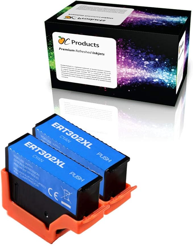 Remanufactured Ink Cartridge Replacement 2 Pack for Epson 302 302XL for Expression Premium XP-6000 XP-6100 (Cyan)