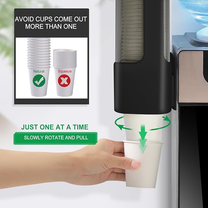 Cup Dispenser, Wall Mounted Water Cooler Cup Dispenser for 3oz-5oz Disposable Cups, Bathroom Cup Holder, Plastic Paper Cup Dispenser with Adhesive/Screw Mount for Office, Hospital, Bathroom