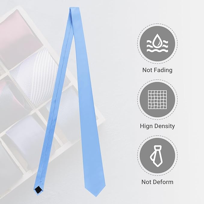 Black Ties For Men Solid Pure Color Formal Neckties 3.15" (8CM) Men's Tie for Business and Wedding with Gift Box