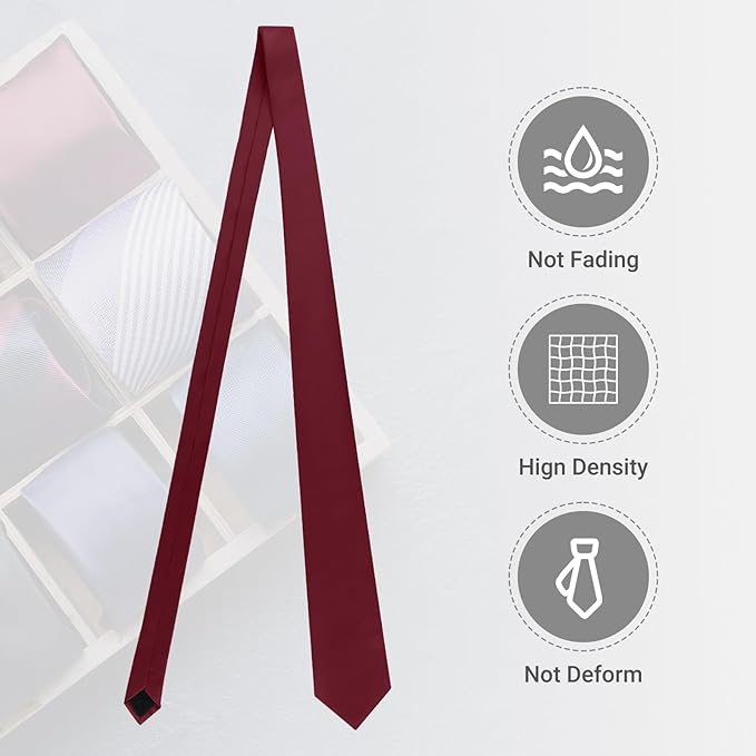 Black Ties For Men Solid Pure Color Formal Neckties 3.15" (8CM) Men's Tie for Business and Wedding with Gift Box