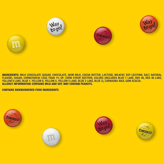 M&M'S Pre-Designed Congrats Milk Chocolate Candy - 2lbs of Bulk Candy with Congratulatory Graphics for Gifts, Parties, Employee Recognition and Appreciation