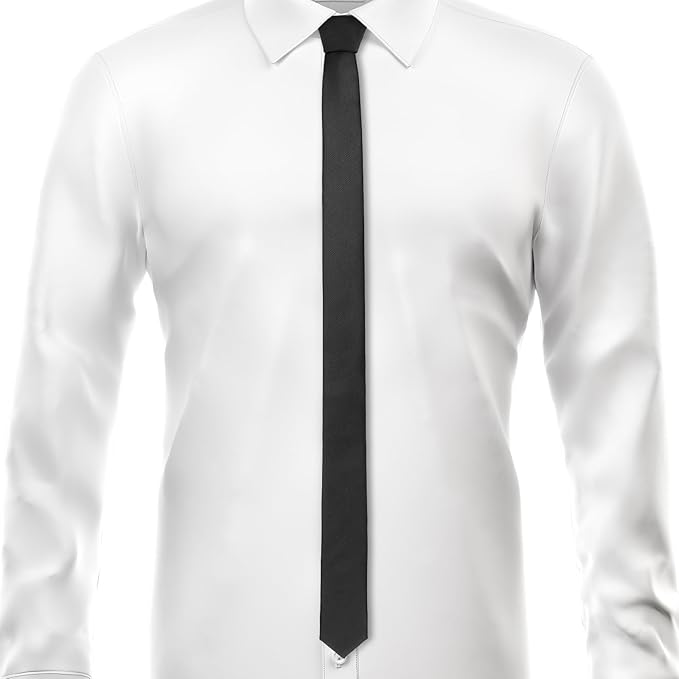 Skinny Ties Black Ties For Men and Women Solid Pure Color 1.58" (4CM) Plain Formal Slim Neckties