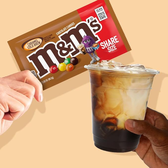 M&M'S Caramel Chocolate Candy, Full Size 2.83 oz Bag, Pack of 24 Bulk Candy Chocolate