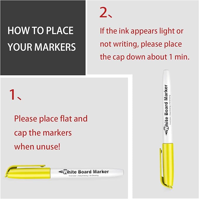 SFAIH Dry Erase Markers Fine Tip - 12 Colors Whiteboard Markers Dry Erase For Kids Adult Low Odor, Black Dry Erase Markers Fine Point For Home Classroom