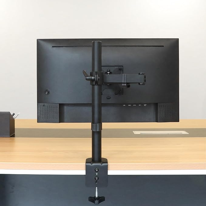 Amazon Basics Adjustable Single Computer Monitor Arm Mount, Holds up to 32" Monitors, Black