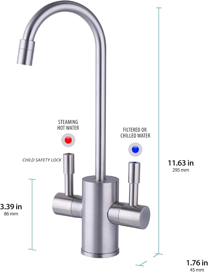 American Standard ASH-110 Hot Water Dispenser, Includes Brushed Nickel Dual Handle Water Faucet 780 Watts, 110v