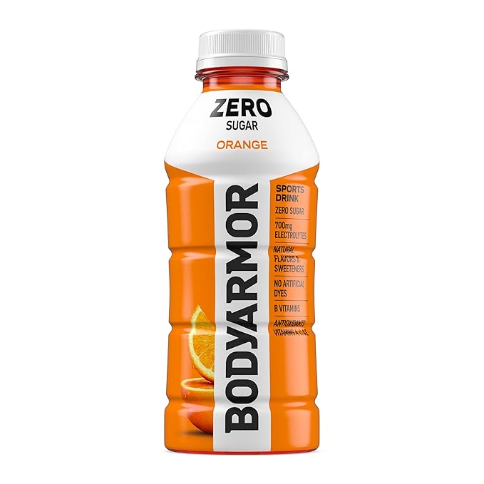 BODYARMOR ZERO Sugar Orange, Sugar Free Sports Drink - Low-Calorie Hydration - Natural Flavors with Potassium Packed Electrolytes, Antioxidants, and B-vitamins, 16 fl oz (pack of 12)