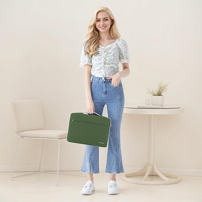 DOMISO 15.6 inch Laptop Case Sleeve Protective Cover Compatible with 16 inch MacBook Pro M4 M3 M2/Pro Max,15.6-16 inch HP Dell ASUS Lenovo Chromebook,Waterproof Computer Cases Bag,Avocado Green