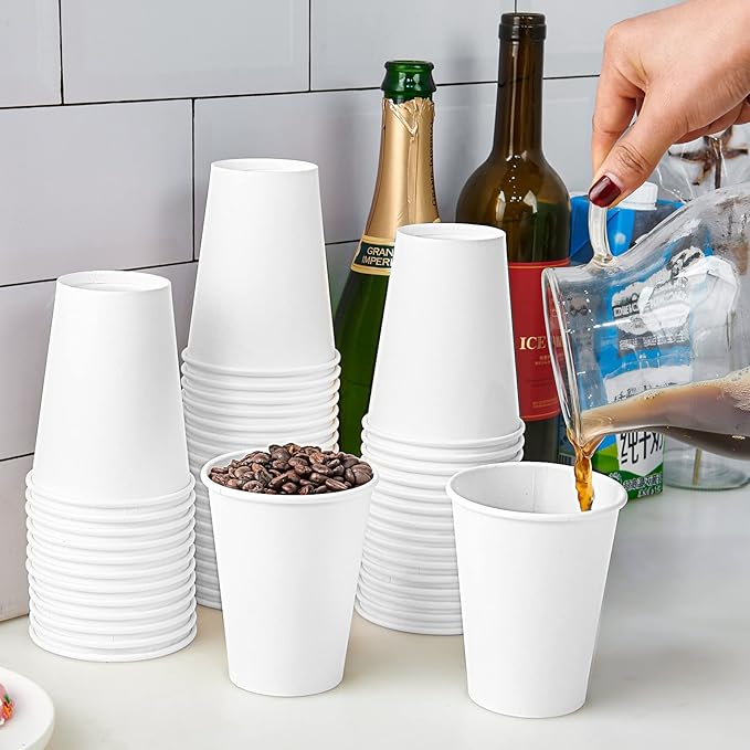 Turbo Bee 12 oz Disposable Paper Cups,270 Pack Paper Coffee Cups,Disposable Hot Drinking Cups