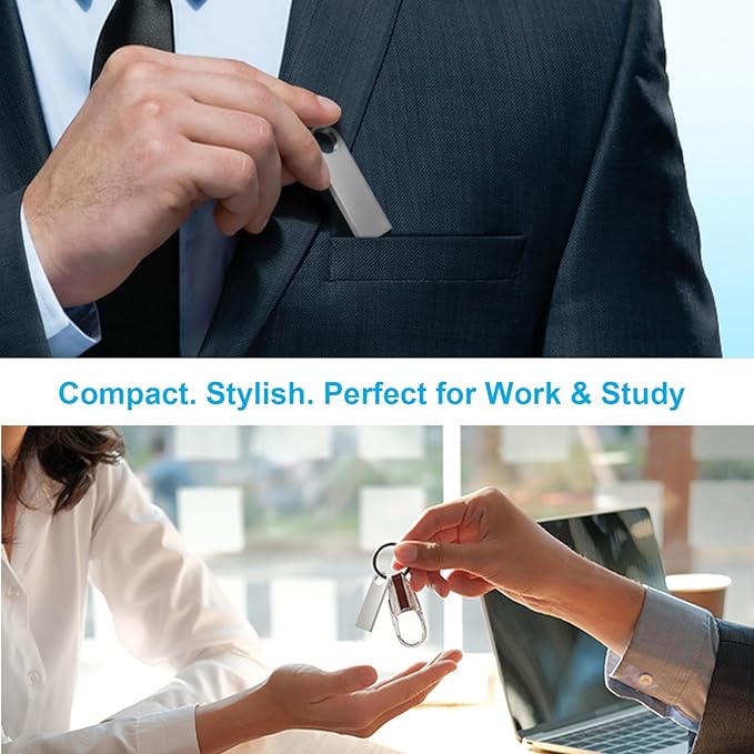 ABLAZE Custom Flash Drive 1GB 10 Pack, Personalized USB with Your Logo Metal Thumb Drives USB 2.0 Memory Stick Pendrive (Sliver)