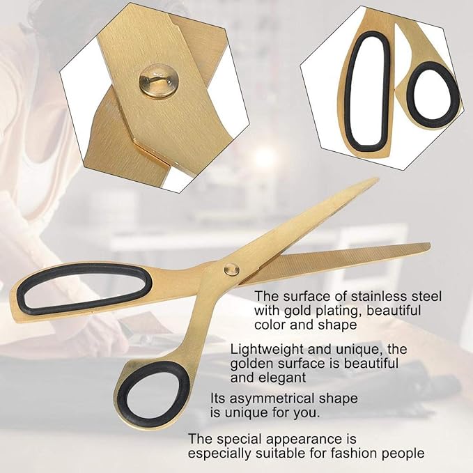 Lightweight Elegant Unique Simplified Golden Scissors, Gold and Black Golden Scissors, Crop Decoration for Office Home
