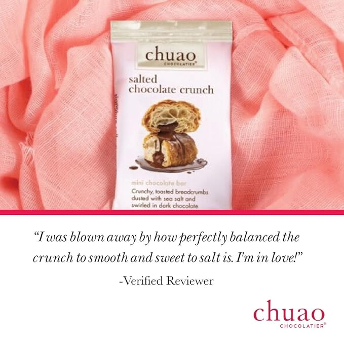 Chuao Chocolatier Salted Chocolate Crunch Dark Chocolate Mini Gourmet Chocolate Bar, 24-Ct. (0.39 oz. each)