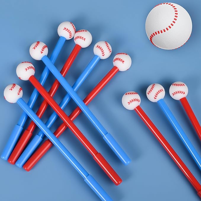 LiYiQ 100 Pcs Baseball Cartoon Cute Fun Pens for Kids Kawaii Baseball Shape Gel Black Ink Pen Cute Baseball Pens for School Office Home Student Kids Present