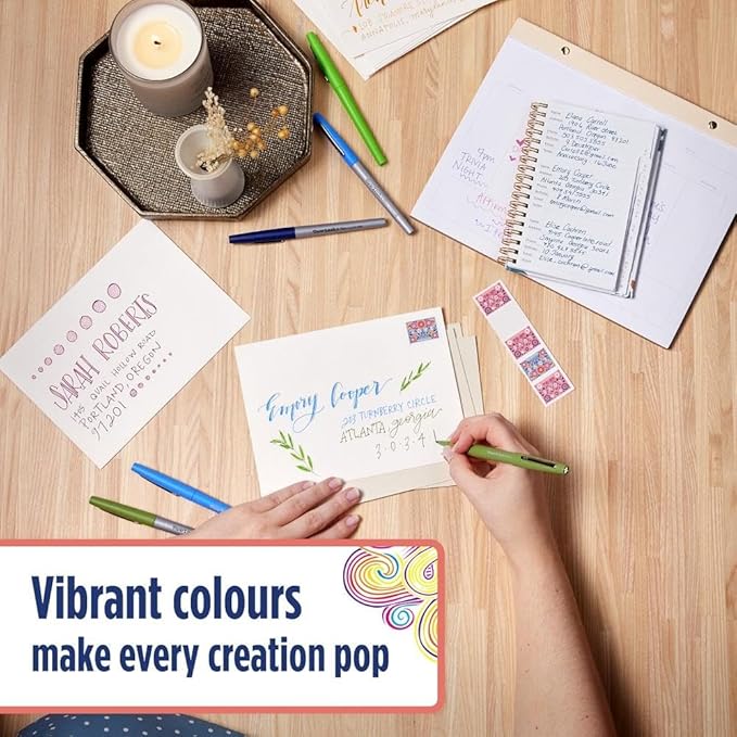 Paper Mate Flair Felt Tip Pens | Medium Point (0.7 mm) Marker Pens | Assorted Retro Colouring Pens | For Kids & Adult Colouring, Journalling & More | 16 Count