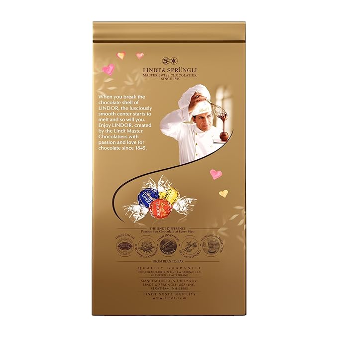 Lindt Valentine Lindor Assorted Bag, Assorted Chocolate, 8.5 Ounce