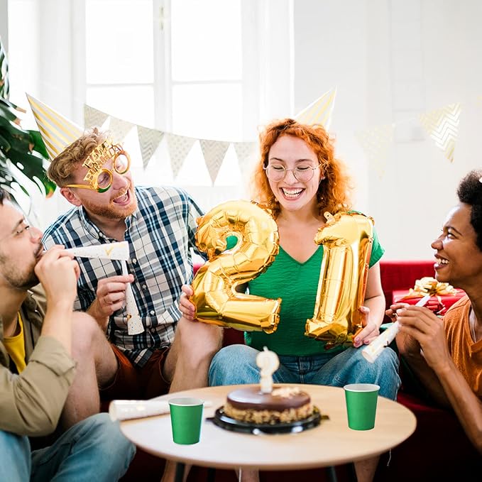 Disposable Paper Cups, 60pcs Green Paper Cups For DIY Wedding Party Picnic BBQ Travel and Event 8OZ (Green)