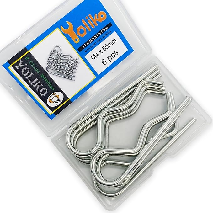 6 Pcs Heavy Duty Hitch Pins Clip R Clips Spring Retaining Wire Hair Pins Cotter Pin Strong Spring Tension Large Carter Pin R Clip Large for Trailer Tractors Mower Carts Truck Pin Clip M4x85mm