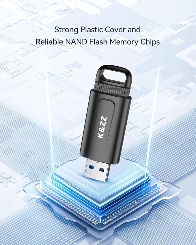 K&ZZ USB 3.0 Flash Drive 128GB Memory Stick Plug and Play USB Thumb Drive Push-Pull Cover USB Storage Data Transfer for Work/Business/Daily