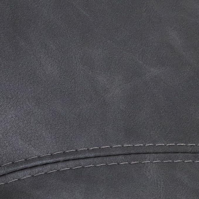 MCombo Manual Swivel Recliner with Ottoman, Chair Ottoman Set for RV Small Spaces, Living Room, Bedroom, Office 9019 4919 (Faux Leather, Dark Grey)