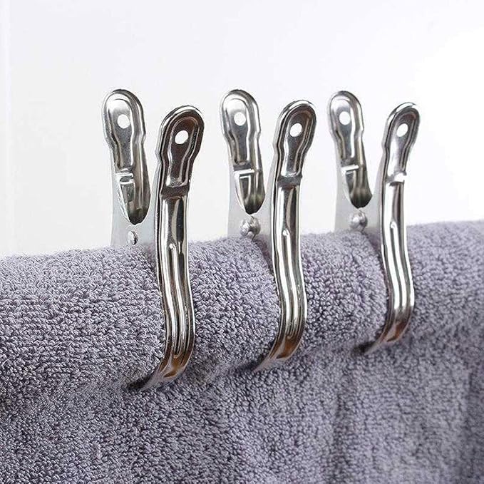 Metal ClothesPins,Row Cover Clips 20 Pack 3.5 Inch Stainless Steel Pool Towel Clips,Chair Clips for Beach Towels,Garden Clips,Greenhouse Clamps:Quilts, Blankets from Blow Away Or Decline