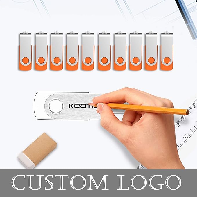 KOOTION 16GB USB 3.0 Flash Drive 16 gb Flash Drives 10pcs Thumb Drive Keychain Jump Drive Swivel Memory Sticks, Orange