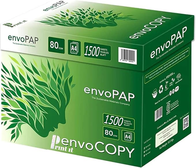 envoCopy TreeFree 100% Recycled Multipurpose Paper, 8.5" x 11", 20 lbs., White, 500 Sheets/Ream (3 Ream)