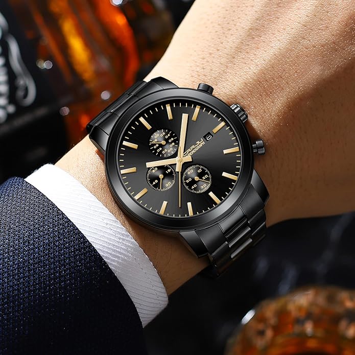 CRRJU Mens Stylish Casual Quartz Watches for Men Luxury Waterproof Calendar Chronograph Japan Movement Wristwatches