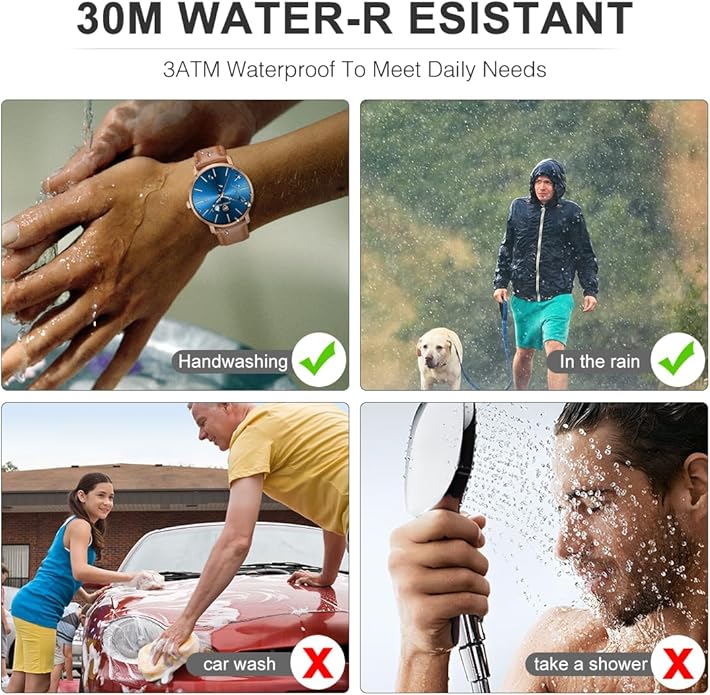 CHEETAH Minimalist Waterproof Quartz Watches for Men with Leather Strap, Auto Date