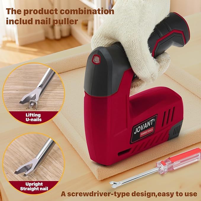 Electric Staple Gun with 3000 Staples 650 Nails, Upholstery Staple Gun for Wood Crafts Carpentry Decoration DIY, 4V 2 in 1 Cordless Brad Nailer Fits 18GA 1/4"-1/2" Nails and 22GA 3/16"-3/8" Staples
